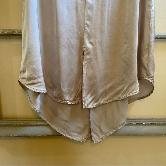 STARK X -Silky Champagne Tie Front Tunic Sleeveless Tank Top (Small) - Picture 6 of 8